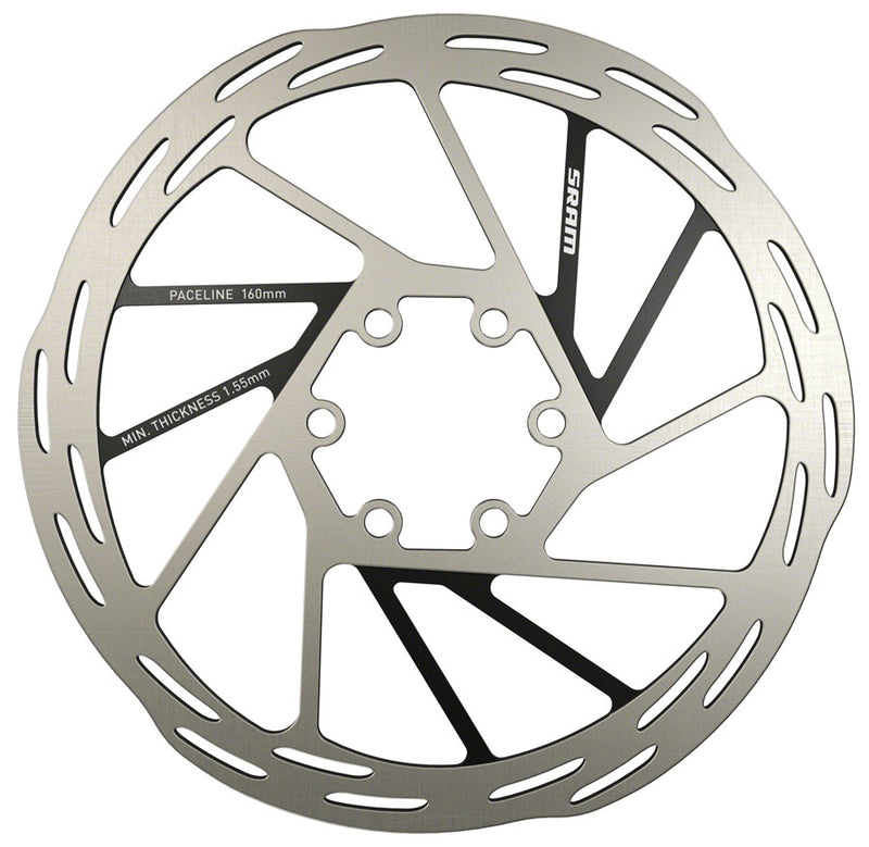 Load image into Gallery viewer, SRAM Paceline Disc Brake Rotor - 160mm 6-Bolt Silver/Black