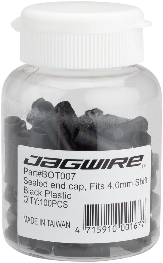 Load image into Gallery viewer, Jagwire 4mm Sealed Nylon End Caps Bottle of 100 Black