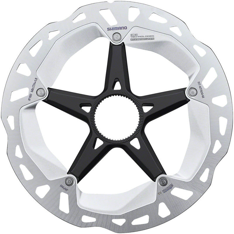 Load image into Gallery viewer, Shimano Deore XT RT-MT800-M Disc Brake Rotor External Lockring - 180mm Center Lock Silver/BLK