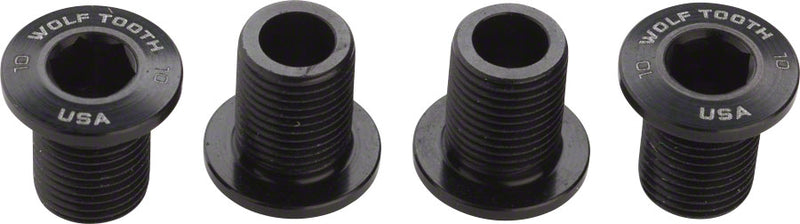 Load image into Gallery viewer, Wolf Tooth Set of Chainring Bolts 104 x 30T Rings 10 mm long 4-Pieces BLK