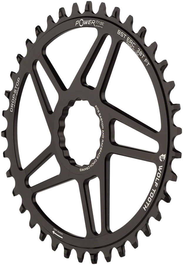 Load image into Gallery viewer, Wolf Tooth Elliptical Direct Mount Chainring - 38t RaceFace/EastonCINCH Direct Mount 3mm Offset Drop-Stop B Flattop Compatible BLK