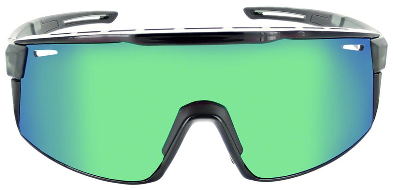 Load image into Gallery viewer, Optic Nerve Fixie Max Sunglasses - Matte Crystal Gray Shiny BLK Lens Rim Smoke Lens Green Mirror
