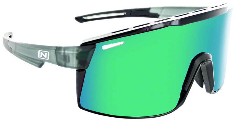 Load image into Gallery viewer, Optic Nerve Fixie Max Sunglasses - Matte Crystal Gray Shiny BLK Lens Rim Smoke Lens Green Mirror
