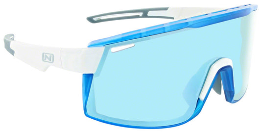 Optic Nerve Fixie Max Sunglasses - Shiny White Crystal Blue Lens Rim Brown Lens Blue Mirror