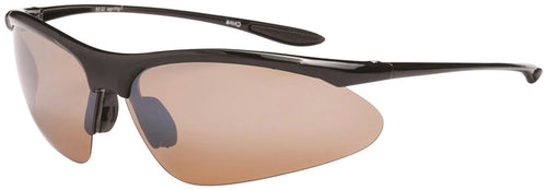 ONE Tightrope Polarized Sunglasses: Shiny Black with Brown Silver Flash Lens