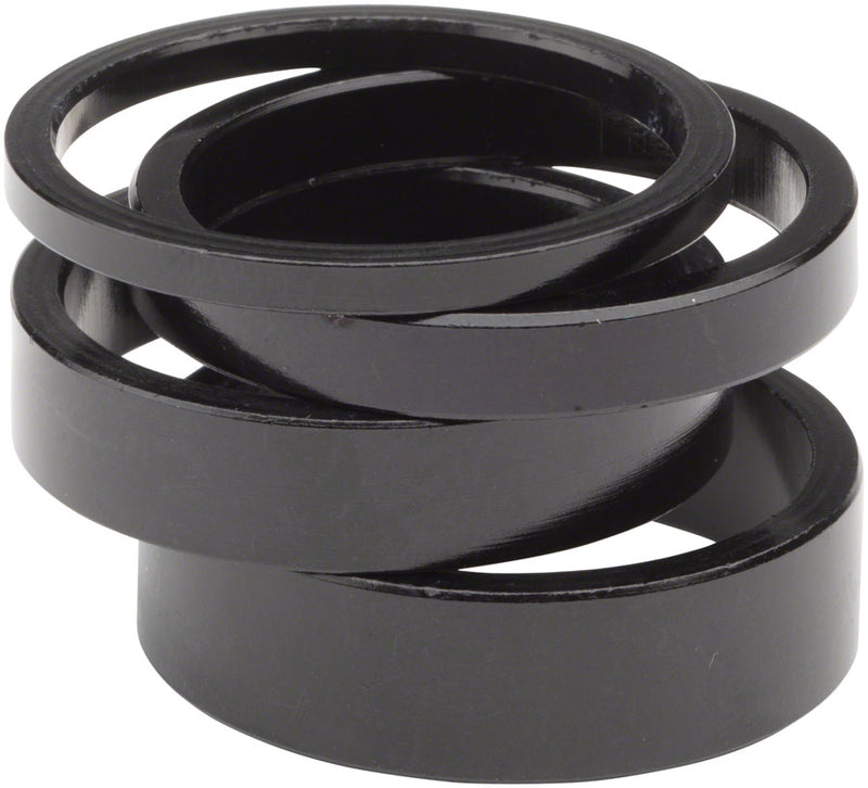 Load image into Gallery viewer, Wheels Manufacturing Aluminum Headset Spacer - 1-1/8" Assorted 4pcs Black