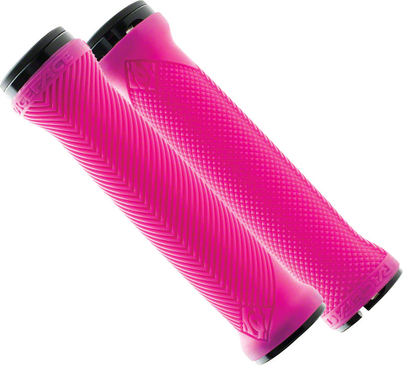 Load image into Gallery viewer, RaceFace Lovehandle Grips - Neon Pink Lock-On