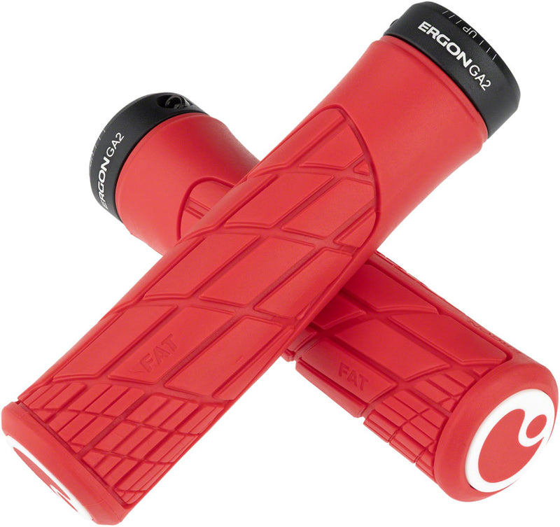 Load image into Gallery viewer, Ergon GA2 Fat Grips - Risky Red Lock-On