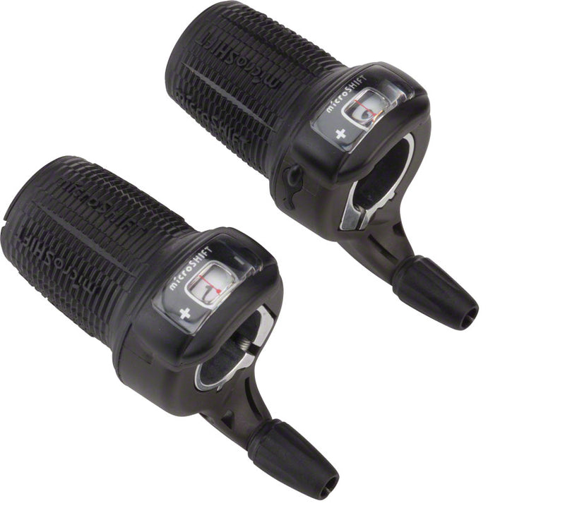 Load image into Gallery viewer, microSHIFT DS85 Twist Shifter Set 9-Speed Triple Optical Gear Indicator Shimano Compatible