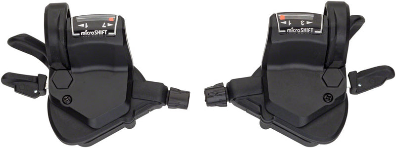 Load image into Gallery viewer, microSHIFT Mezzo Thumb-Tap Shifter Set 7-Speed Triple Optical Gear Indicator Shimano Compatible