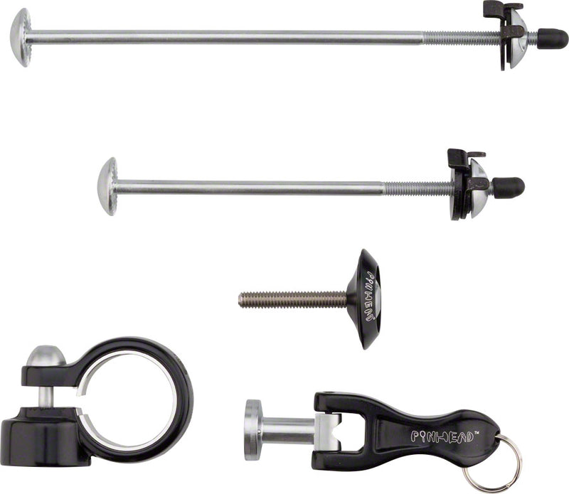 Load image into Gallery viewer, Pinhead 4-Pack Lockset: Wheel Skewer Set Seat Fork Top Cap