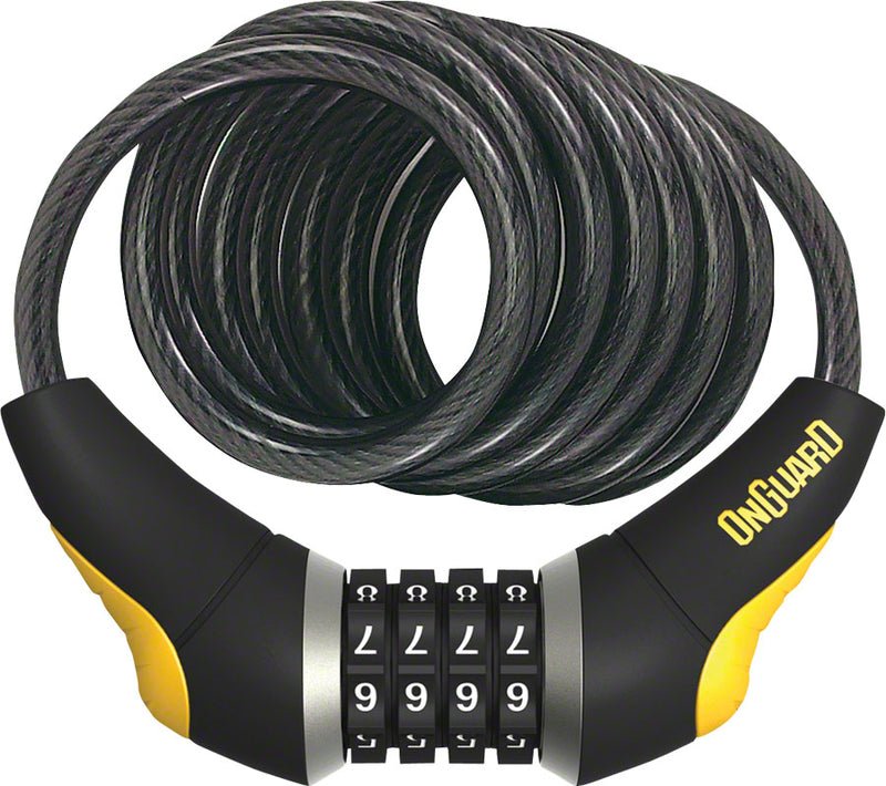 Load image into Gallery viewer, OnGuard Doberman Combo Cable Lock: 6' x 10mm Gray/Black/Yellow