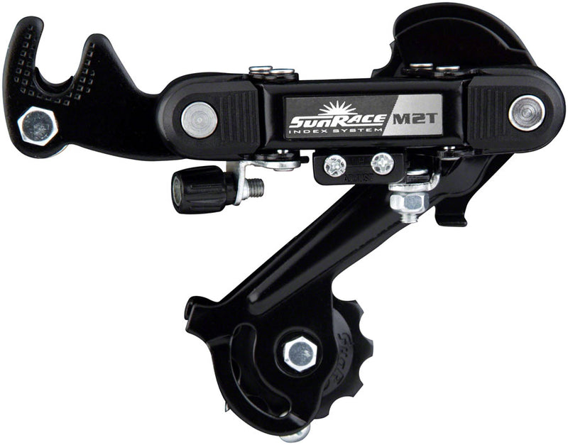 Load image into Gallery viewer, SunRace M2T Rear Derailleur - 6/7-Speed Long Cage Dropout Claw Hanger Black