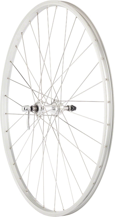 Load image into Gallery viewer, Quality Wheels Value Single Wall Series Rear Wheel - 700 QR x 130mm Rim Brake Freewheel Silver Clincher 36H