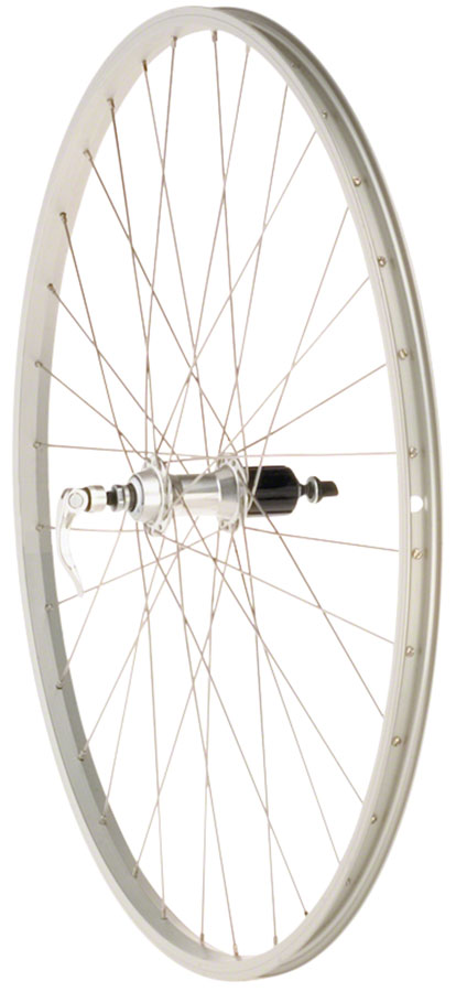 Load image into Gallery viewer, Quality Wheels Value Single Wall Series Rear Wheel - 700 QR x 130mm Rim Brake HG 10 Silver Clincher 36H