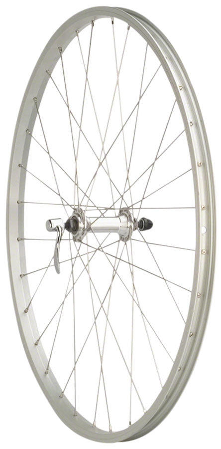 Load image into Gallery viewer, Quality Wheels Value Single Wall Series Front Wheel - 26" QR x 100mm Rim Brake Silver Clincher 36H