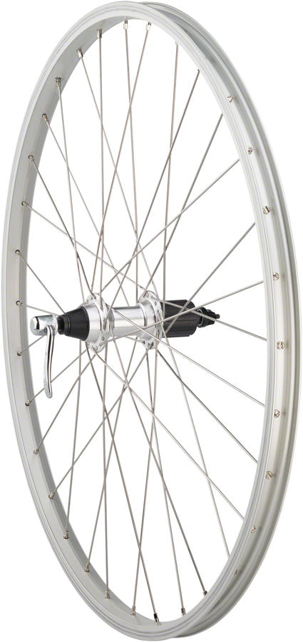 Load image into Gallery viewer, Quality Wheels Value Single Wall Series Rear Wheel - 26" QR x 135mm Rim Brake HG 10 Silver Clincher 36H