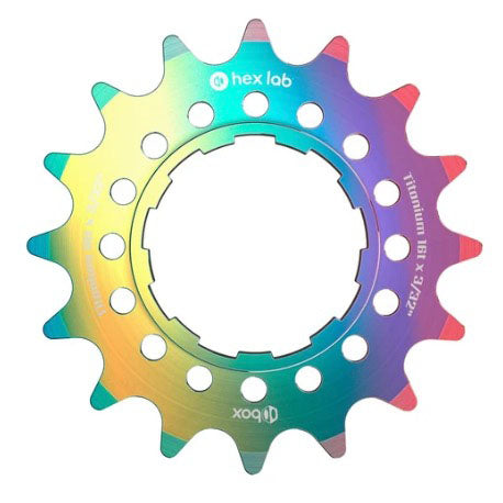 Load image into Gallery viewer, BOX Hex Lab 3/32" CNC Titanium Cog Rainbow - 16t
