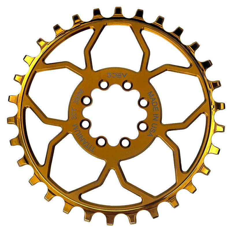 Load image into Gallery viewer, 5Dev Titanium 8-Bolt Chainring 3mm Offset 30T Bronze