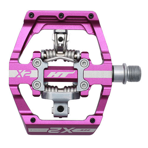 Load image into Gallery viewer, HT Pedals X2 Clipless Platform Pedals CrMo - Purple