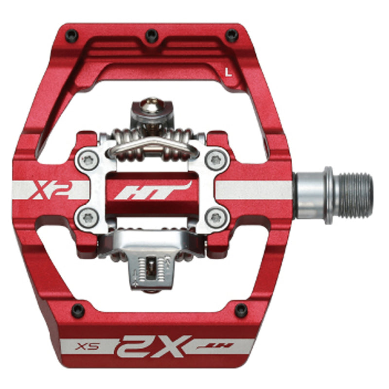 Load image into Gallery viewer, HT Pedals X2-SX Clipless Platform Pedals CrMo - Red