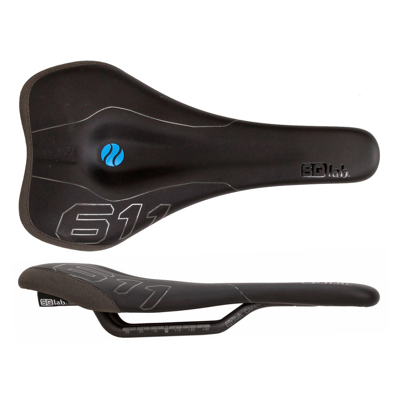 Load image into Gallery viewer, SQlab 611 Ergowave carbon rail 130* saddle blk