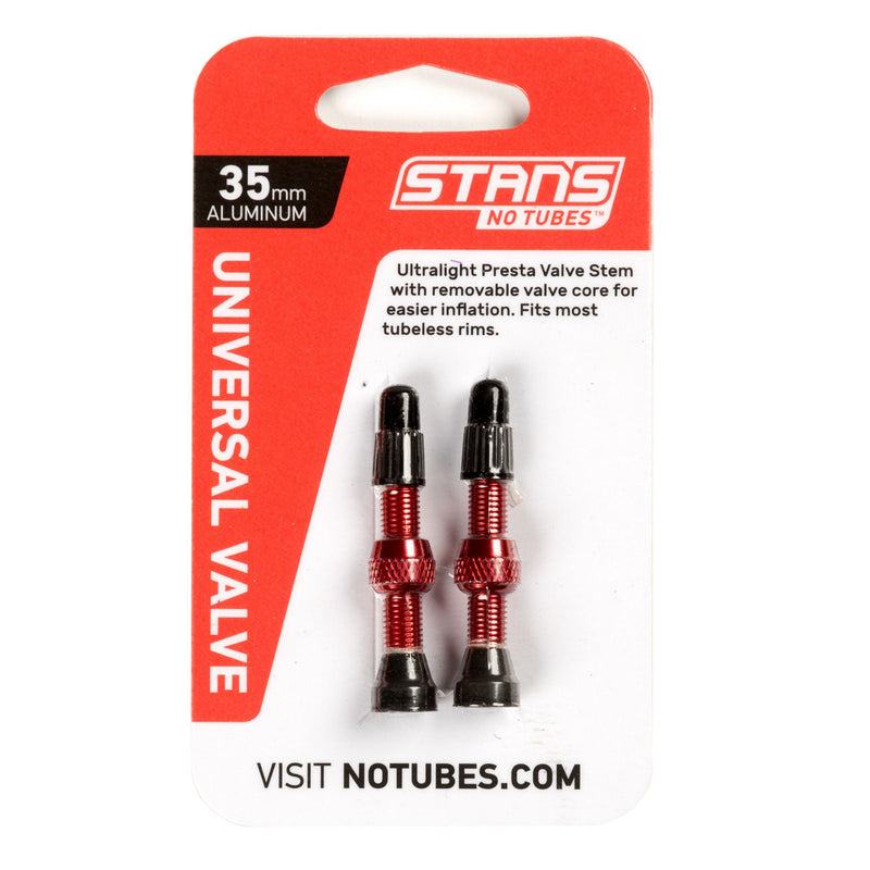 Load image into Gallery viewer, Stan's Alloy Presta Valve Stem 35mm Universal Red Pair