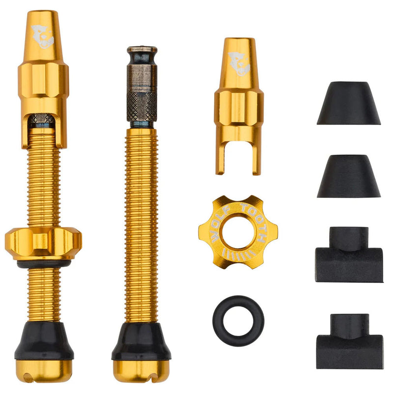 Load image into Gallery viewer, Wolf Tooth Components Tubeless Valve Stem Kit Clik Valve 44mm Gold