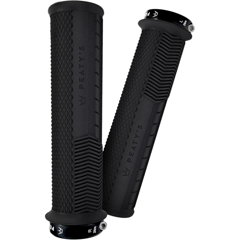 Load image into Gallery viewer, Peaty's Race Control Knurl Thick Lock-On Grips Pair Black
