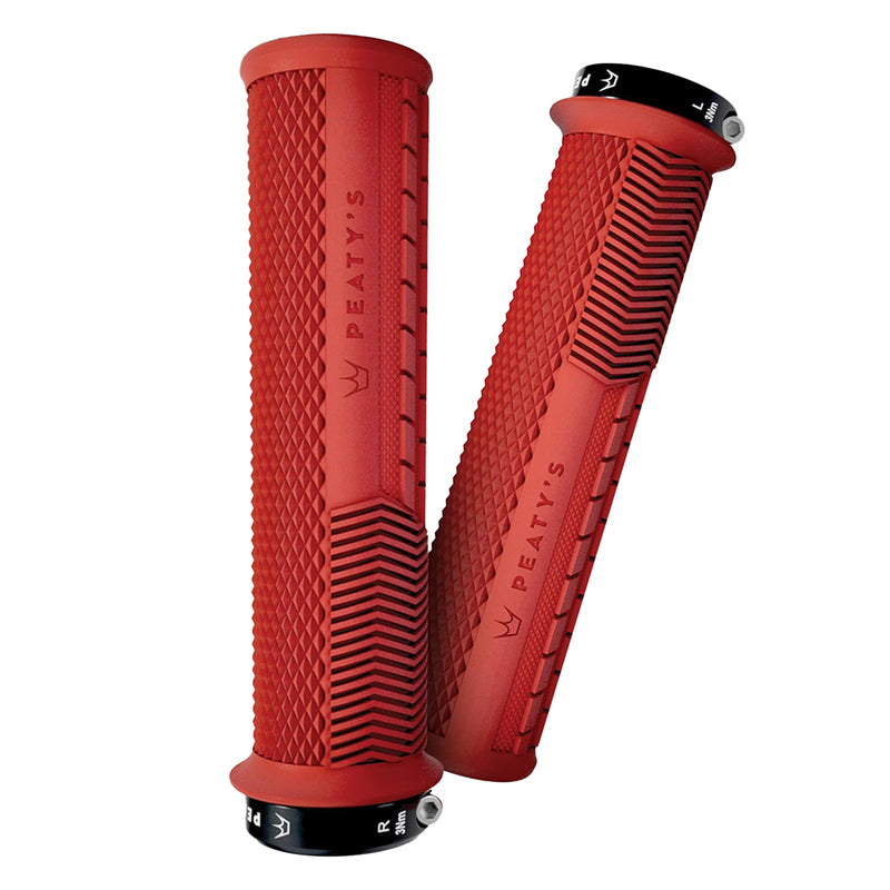 Load image into Gallery viewer, Peaty's Race Control Knurl Thick Lock-On Grips Pair Red