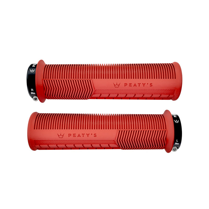 Load image into Gallery viewer, Peaty's Mushroom Thick Lock-On Grips Pair Red