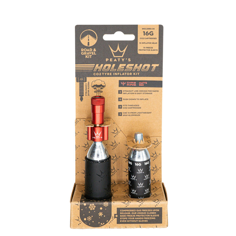 Load image into Gallery viewer, Peaty's Holeshot CO2 Gravel/Road Inflator w/Cart Red