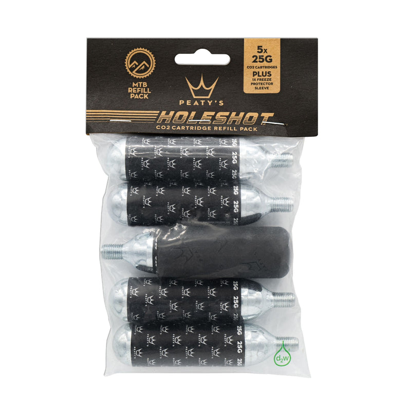 Load image into Gallery viewer, Peaty's Holeshot CO2 Cartridge Refill w/Sleeve 25g 5/pack