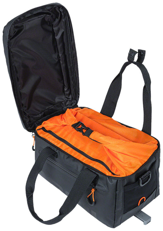 Basil Miles Trunk Bag - 7L MIK Mount  Black/Orange