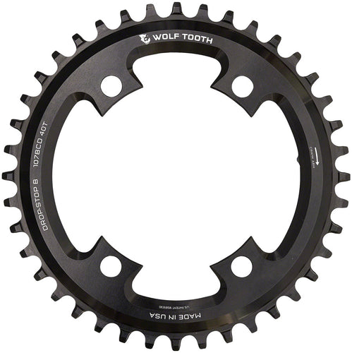Wolf Tooth 107 BCD Chainring - 40t Compatible SRAM 107 BCD Drop-Stop B 4-Bolt BLK