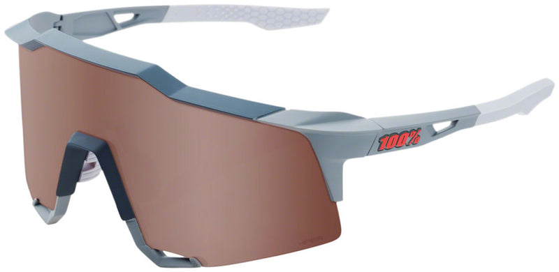 Load image into Gallery viewer, 100% Speedcraft Sunglasses - Soft Tact Stone Gray HiPER Crimson Silver Mirror Lens
