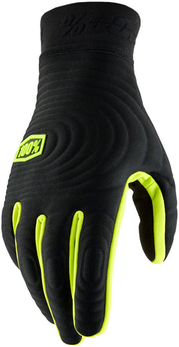 100% Brisker Xtreme Gloves - Black/Yellow Full Finger Mens X-Large