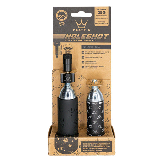Peatys Holeshot CO2 MTN Tire Inflator Kit w/Cartridges Black