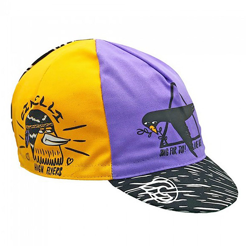 Load image into Gallery viewer, Cinelli Cycling Cap Stevie Gee Art High Flyers Purple/Yellw

