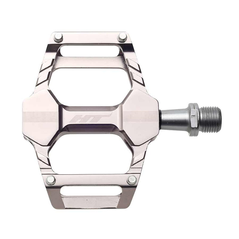 Load image into Gallery viewer, HT Components AR06 Cheetah Platform Pedals Body: Aluminum Spindle: Cr-Mo 9/16'' Grey Pair
