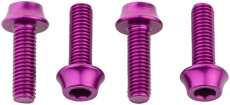 Load image into Gallery viewer, Wolf Tooth Water Bottle Cage Bolts - Set/4 Aluminum Purple
