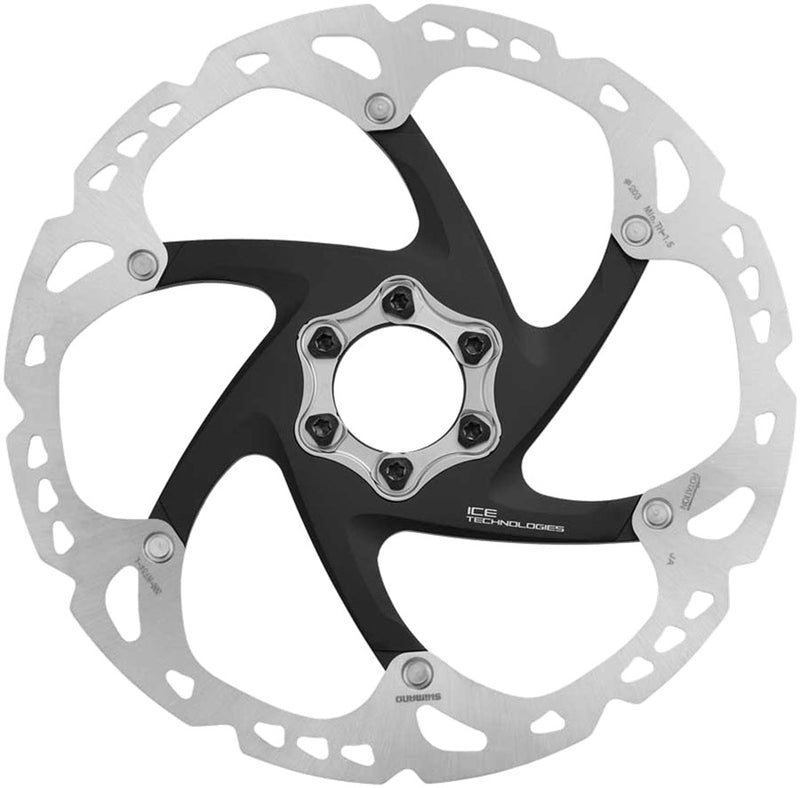 Load image into Gallery viewer, Shimano Deore XT SM-RT86-L Disc Brake Rotor - 203mm 6-Bolt Silver/Black
