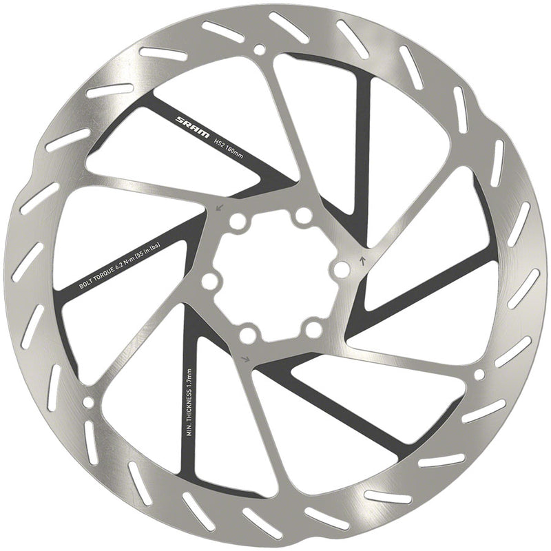 Load image into Gallery viewer, SRAM HS2 Disc Brake Rotor - 180mm 6-Bolt Rounded Silver/Black
