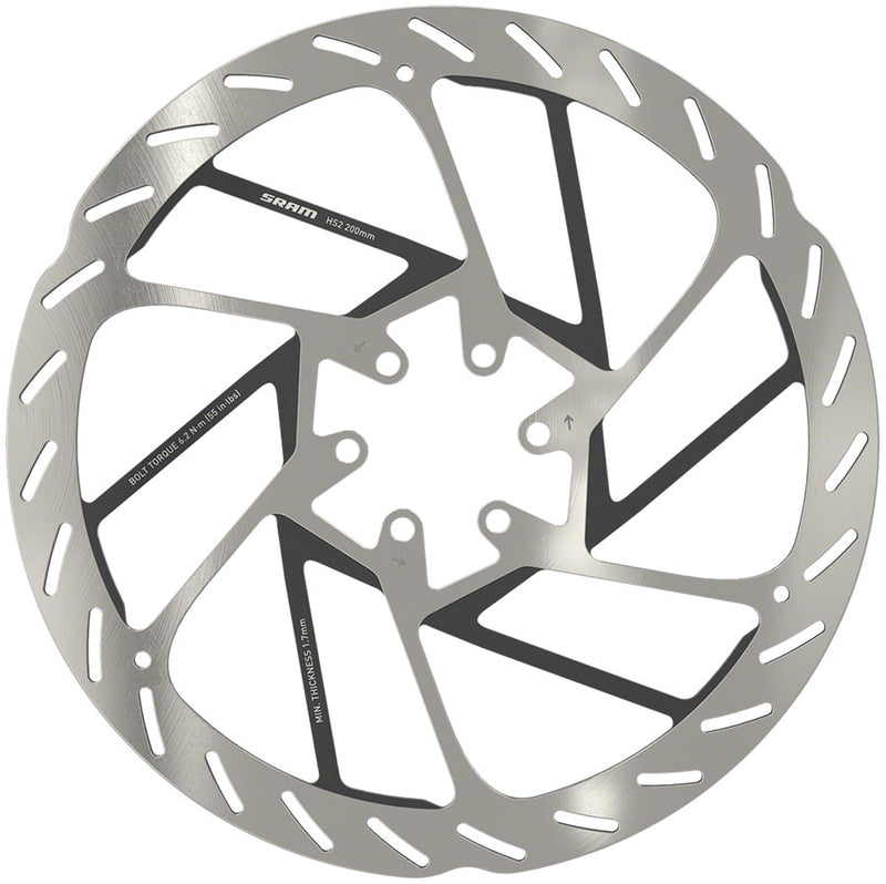 Load image into Gallery viewer, SRAM HS2 Disc Brake Rotor - 200mm 6-Bolt Rounded Silver/Black
