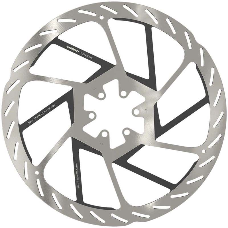 Load image into Gallery viewer, SRAM HS2 Disc Brake Rotor - 220mm 6-Bolt Rounded Silver/Black
