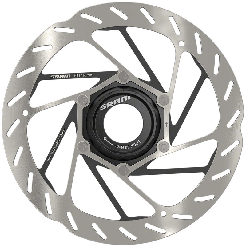 Load image into Gallery viewer, SRAM HS2 Disc Brake Rotor - 160mm Center Lock Rounded Silver/Black

