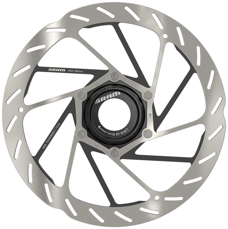Load image into Gallery viewer, SRAM HS2 Disc Brake Rotor - 180mm Center Lock Rounded Silver/Black
