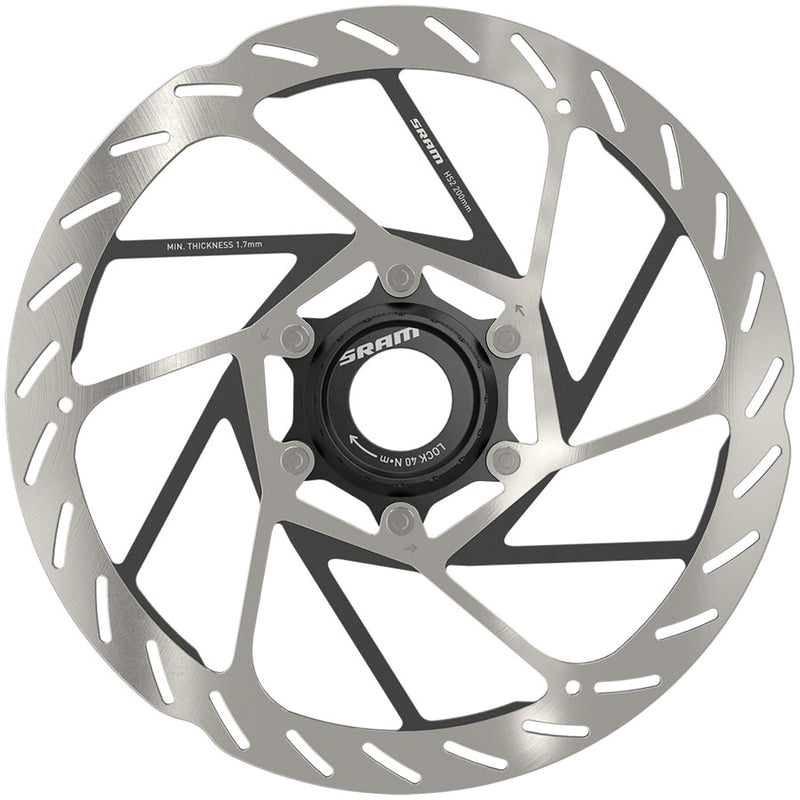 Load image into Gallery viewer, SRAM HS2 Disc Brake Rotor - 200mm Center Lock Rounded Silver/Black
