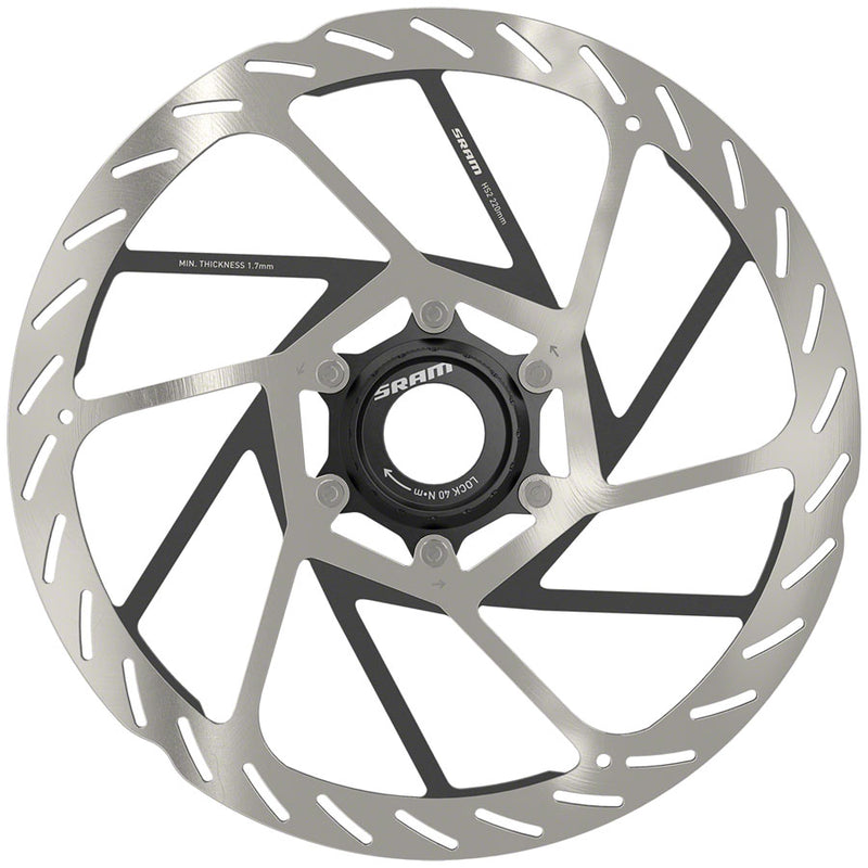Load image into Gallery viewer, SRAM HS2 Disc Brake Rotor - 220mm Center Lock Rounded Silver/Black
