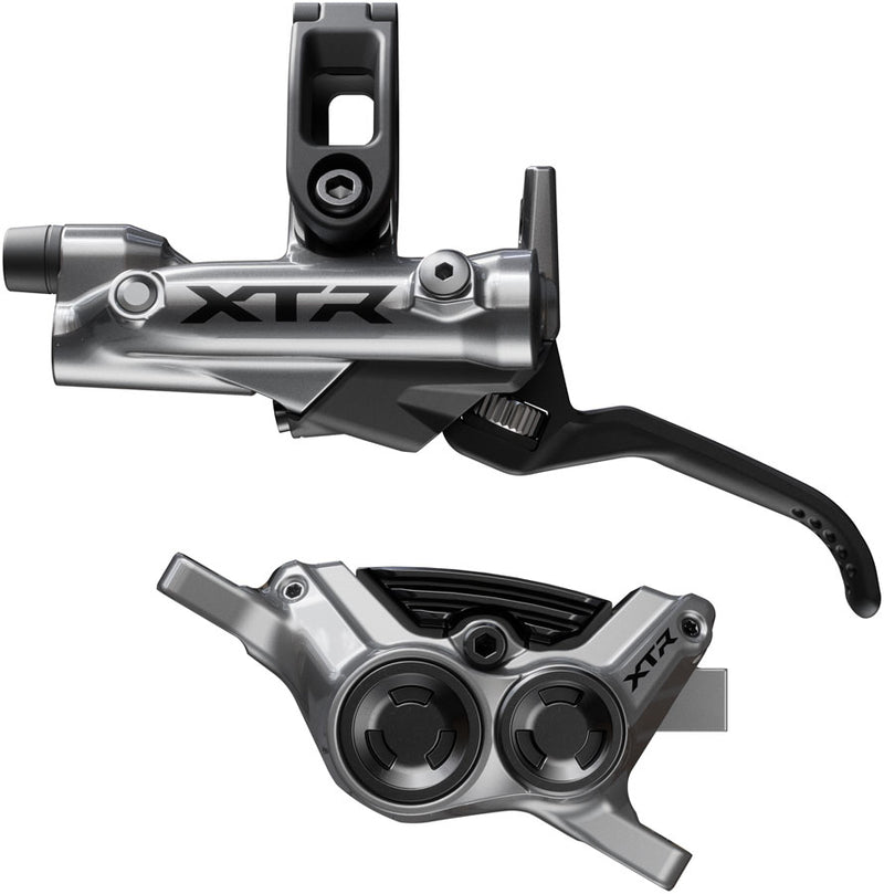 Load image into Gallery viewer, Shimano XTR M9220 Enduro Disc Brake Lever - Left/Front Post Mount 4-Piston Caliper SM-BH90-SBM Hose Finned Metal Pads Gray
